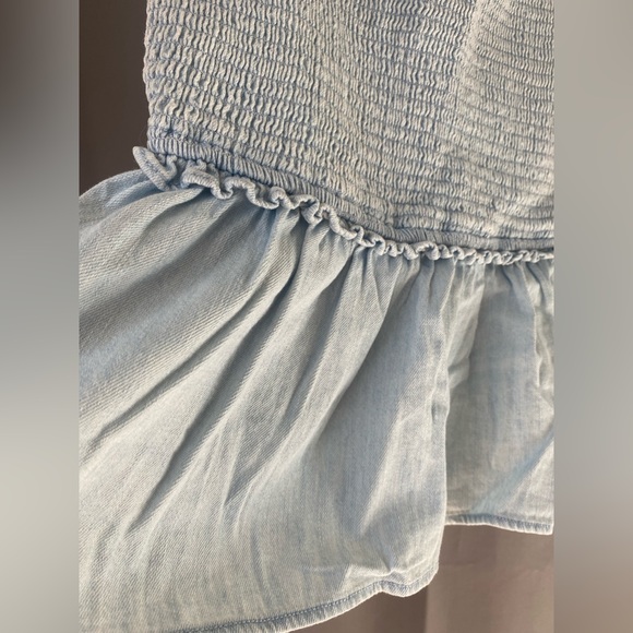 Light Blue Smocked Peplum Top - Picture 3 of 6